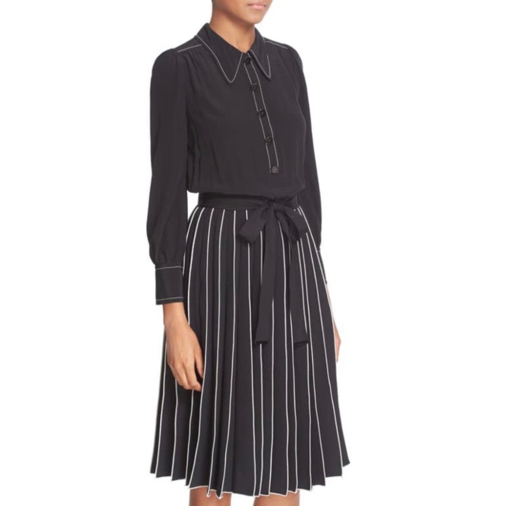 Marc Jacobs Contrast Piping Silk Dress